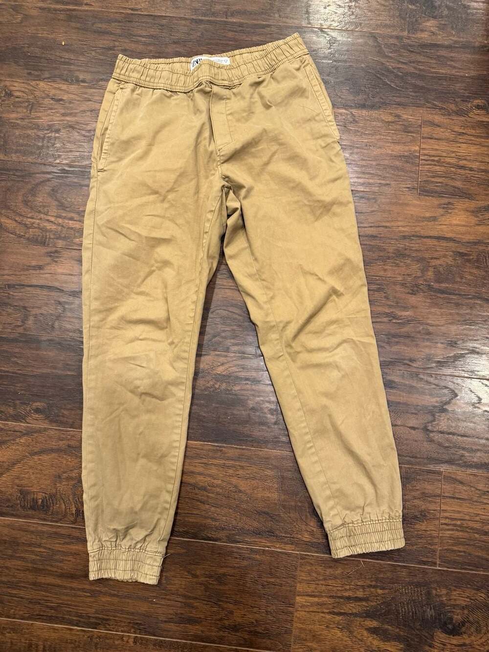 Zara Men's Tan Cotton Chino Jogger Pants Size Small